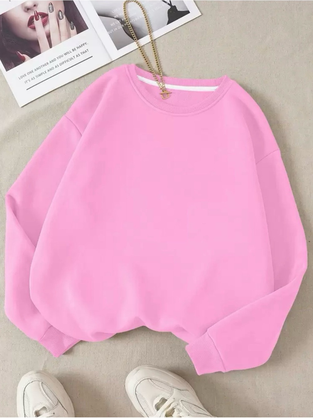 Women's Oversized Crewneck Sweatshirt - Pink